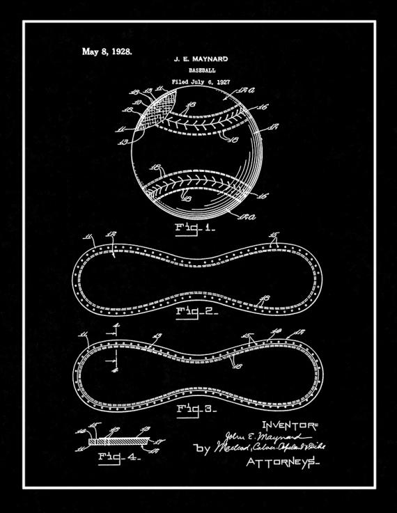 Baseball Patent Print