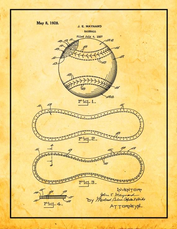 Baseball Patent Print