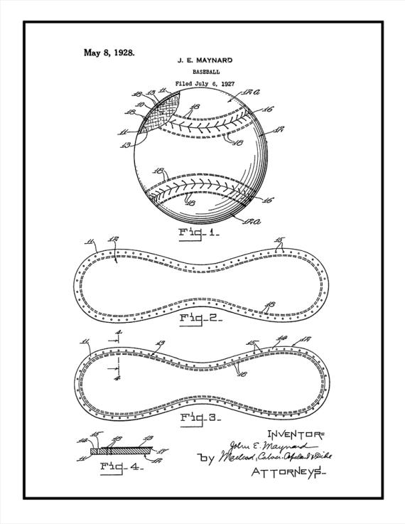 Baseball Patent Print