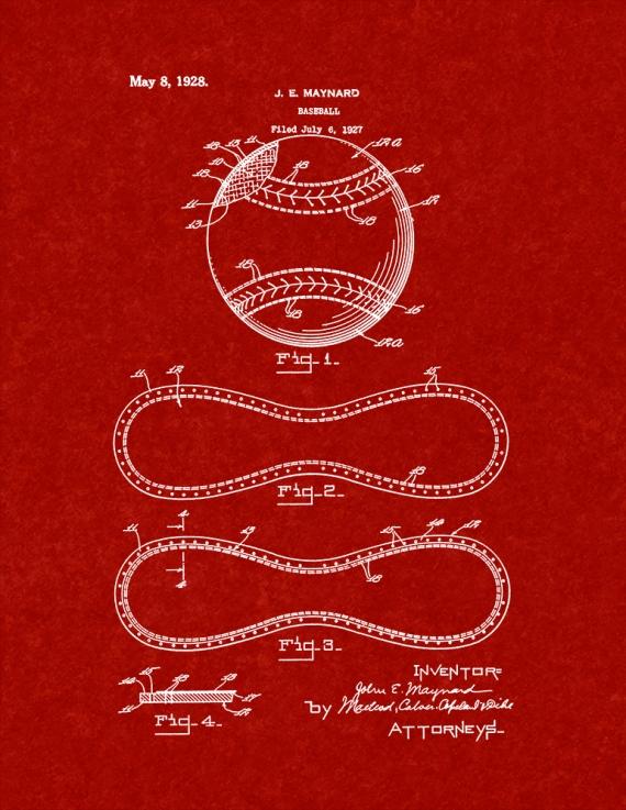 Baseball Patent Print