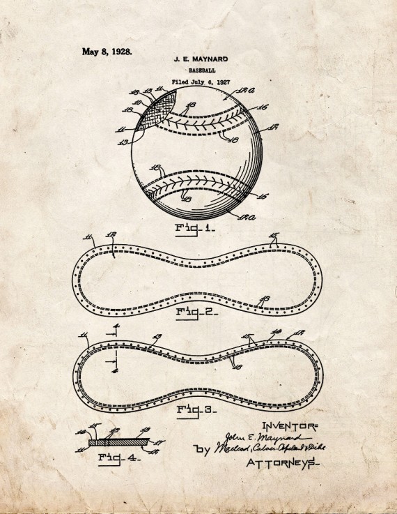 Baseball Patent Print