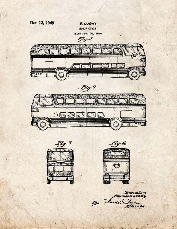 Motor Coach Patent Print