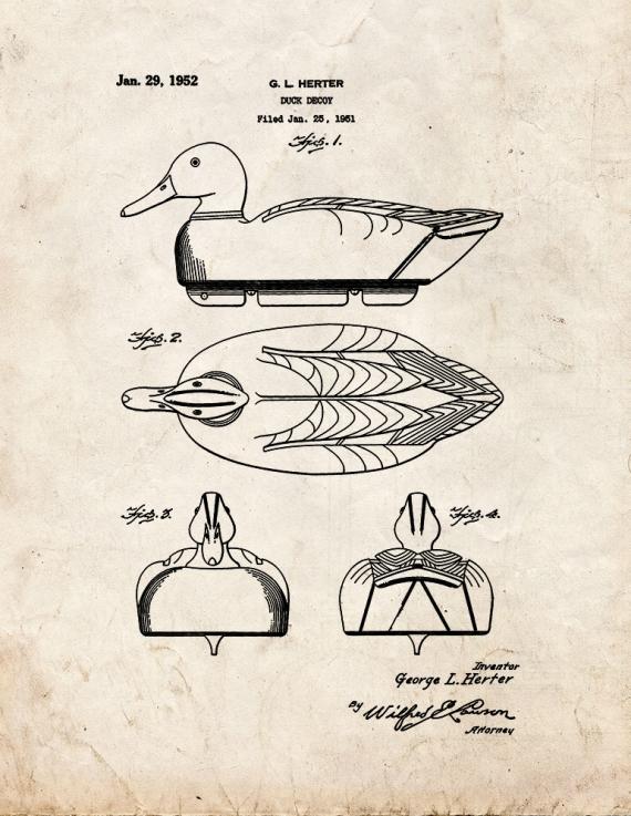Decoy Duck Patent Print