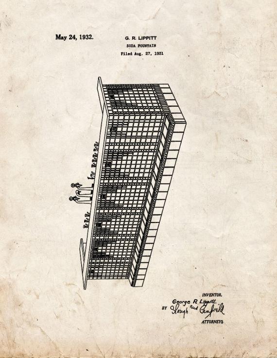 Soda Fountain Patent Print