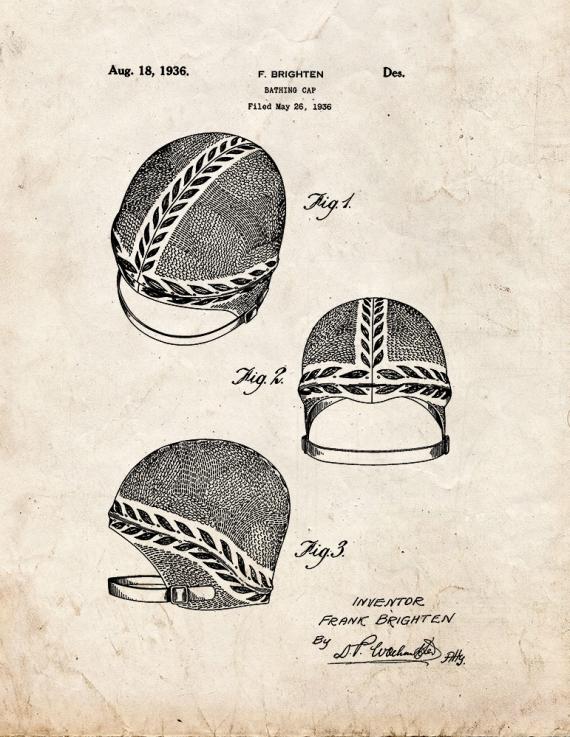 Bathing Cap Patent Print