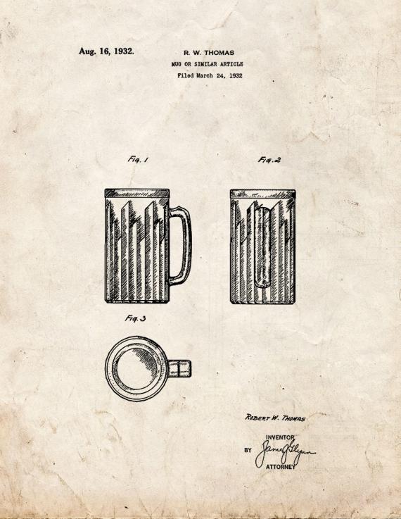 Beer Mug Patent Print