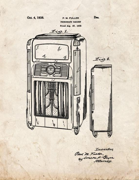 Phonograph Cabinet Patent Print