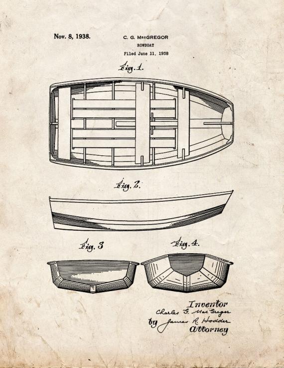 Rowboat Patent Print