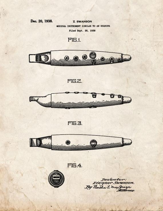 Ocarina Patent Print