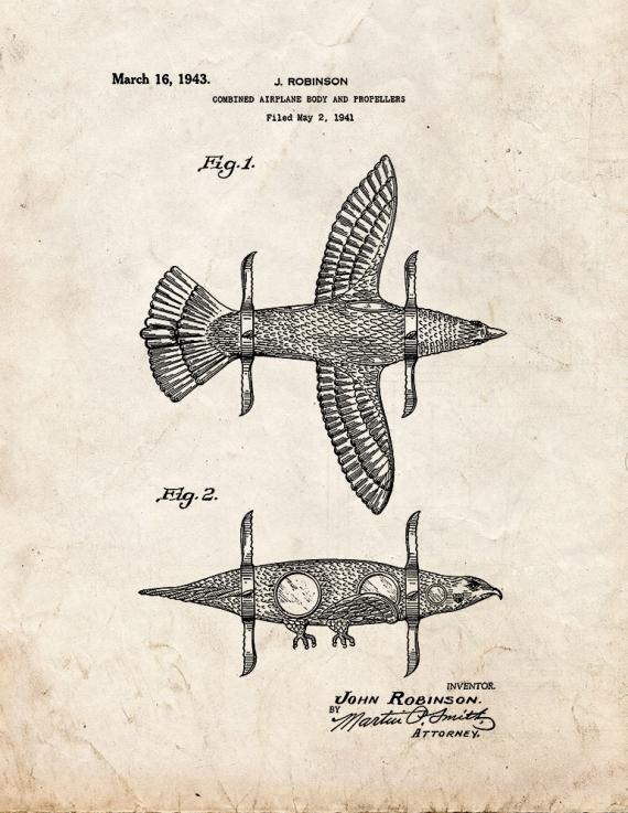 Combined Airplane Body And Propellers Patent Print
