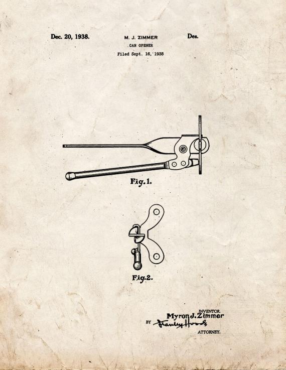 Can Opener Patent Print