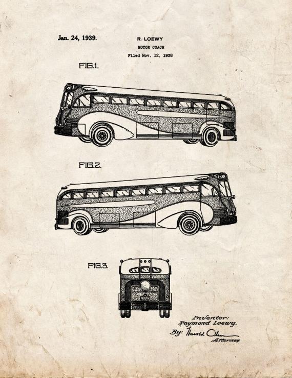 Motor Coach Patent Print