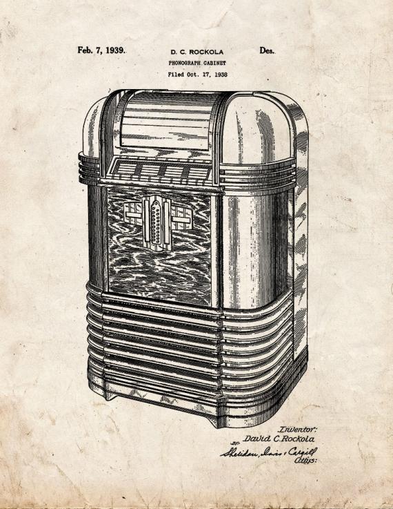 Phonograph Cabinet Patent Print