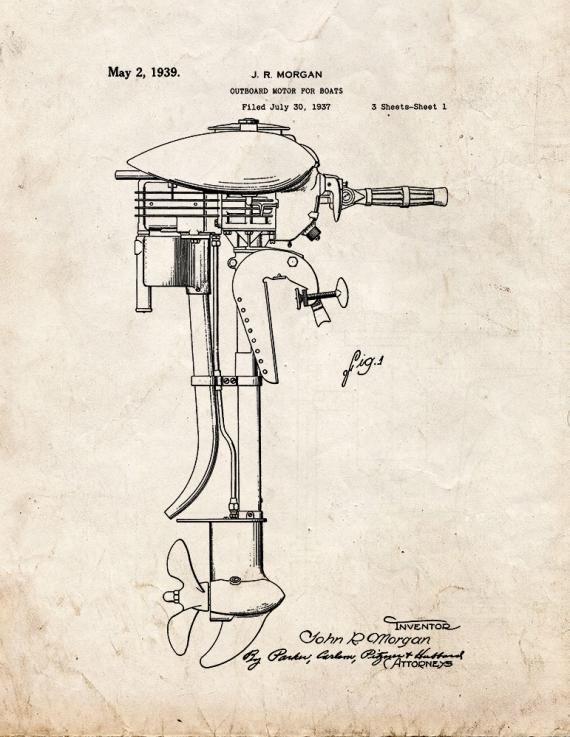 Outboard Motor For Boats Patent Print