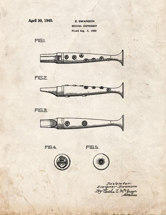 Musical Instrument Patent Print