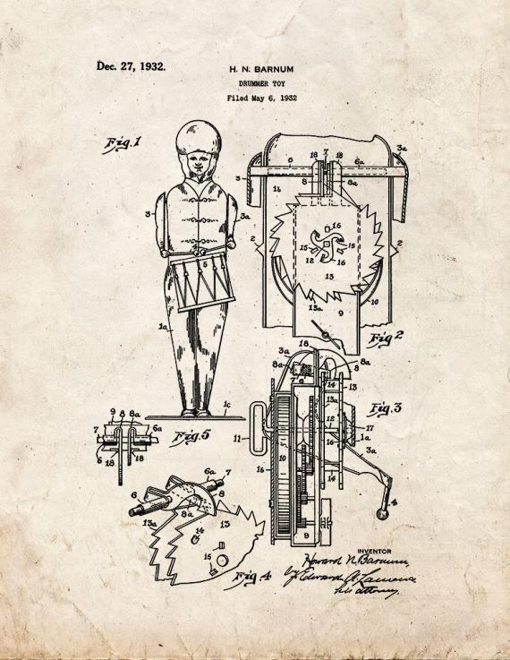 Drummer Toy Patent Print