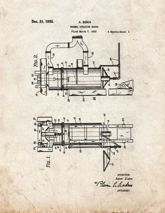 Enamel Spraying Booth Patent Print