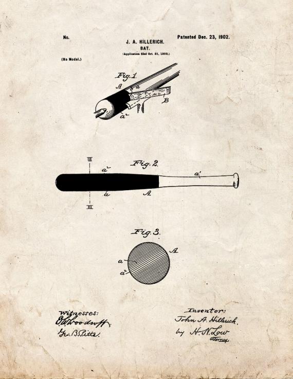 Baseball Bat Patent Print