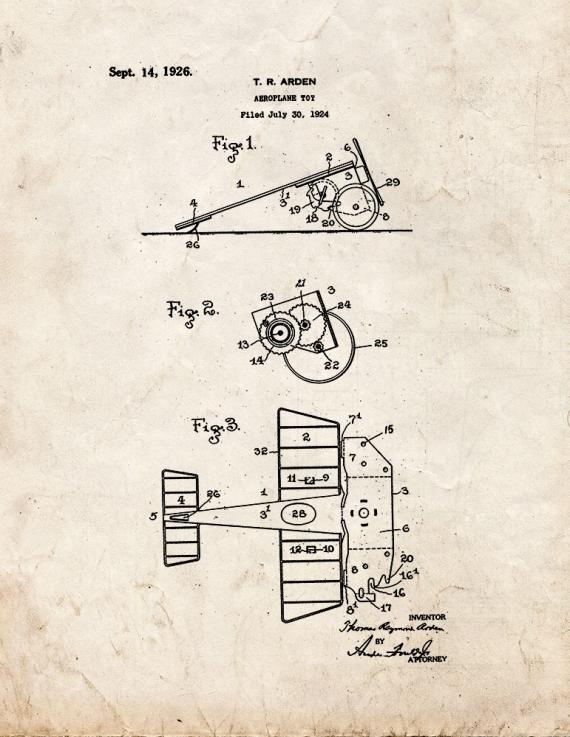 Aeroplane Toy Patent Print