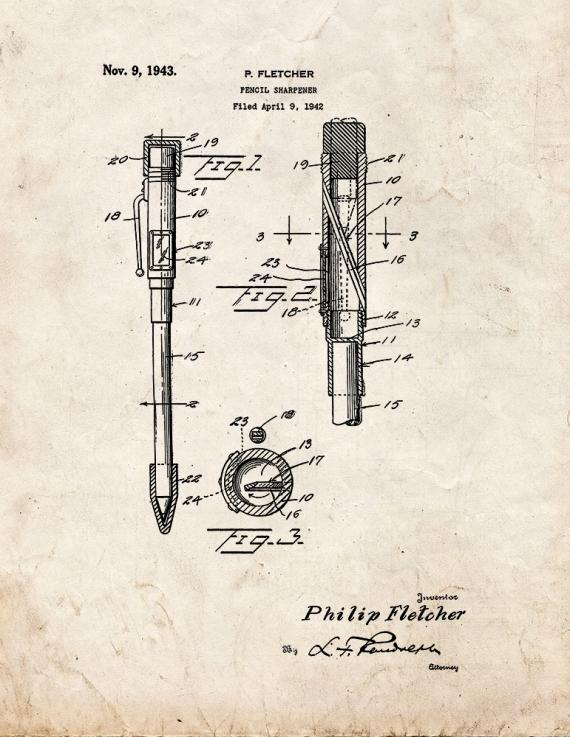 Pencil Sharpener Patent Print