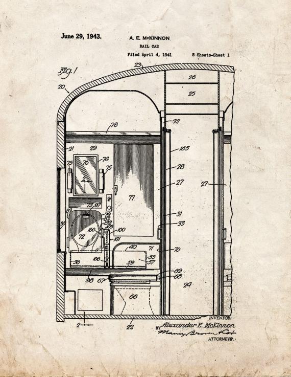 Rail Car Patent Print