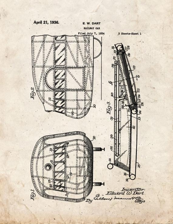 Railway Car Patent Print