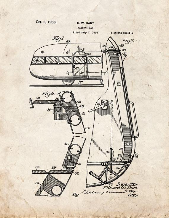 Railway Car Patent Print