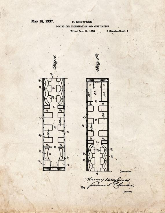 Dining Car Illumination And Ventilation Patent Print