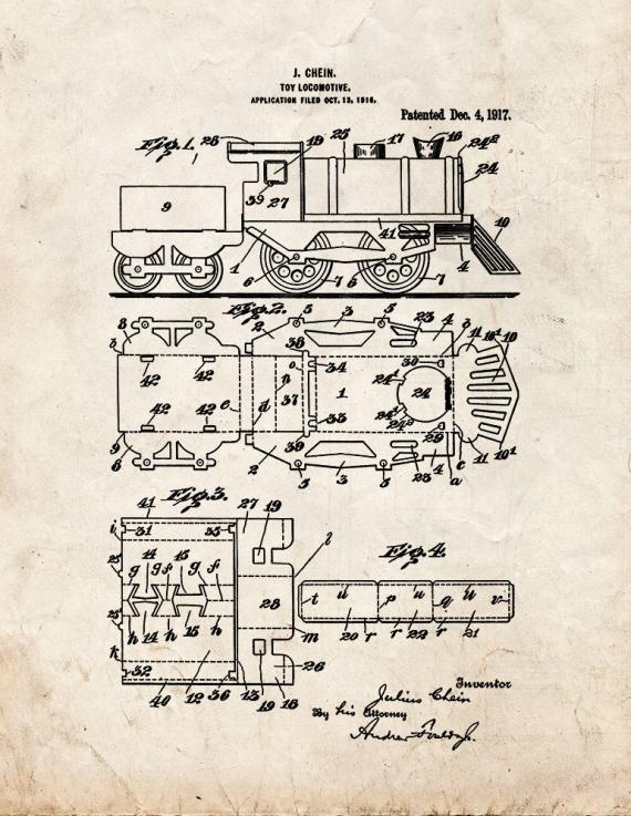Toy Locomotive Patent Print