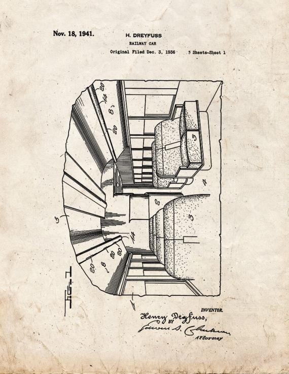 Railway Car Patent Print