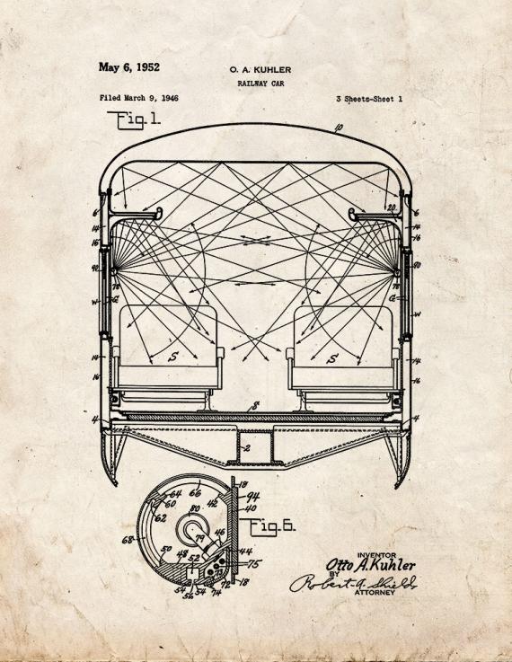 Railway Car Patent Print