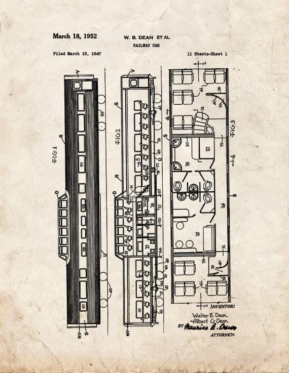 Railway Car Patent Print