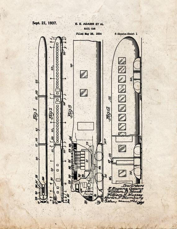 Rail Car Patent Print