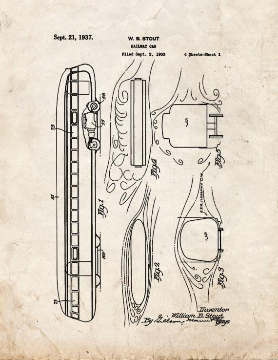 Railway Car Patent Print