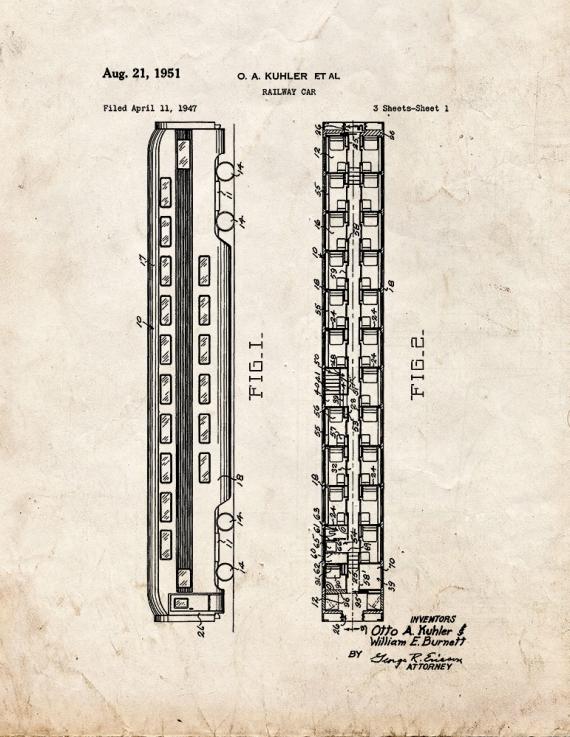 Railway Car Patent Print