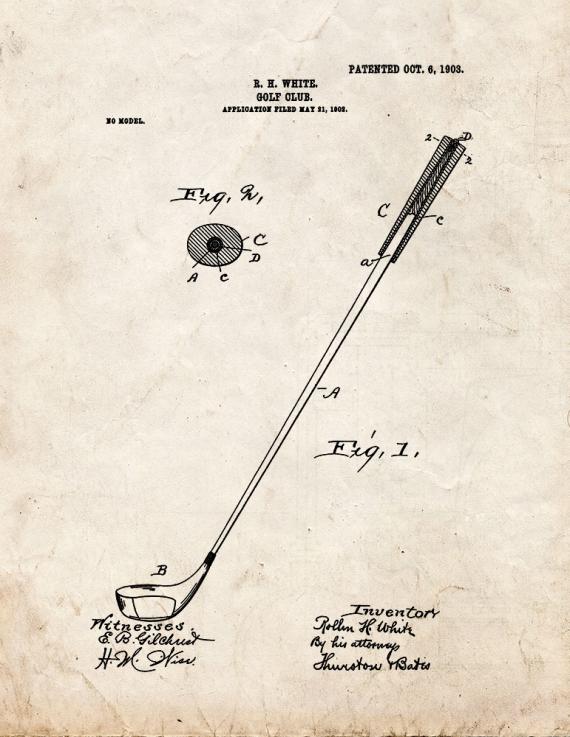 Golf Club Patent Print