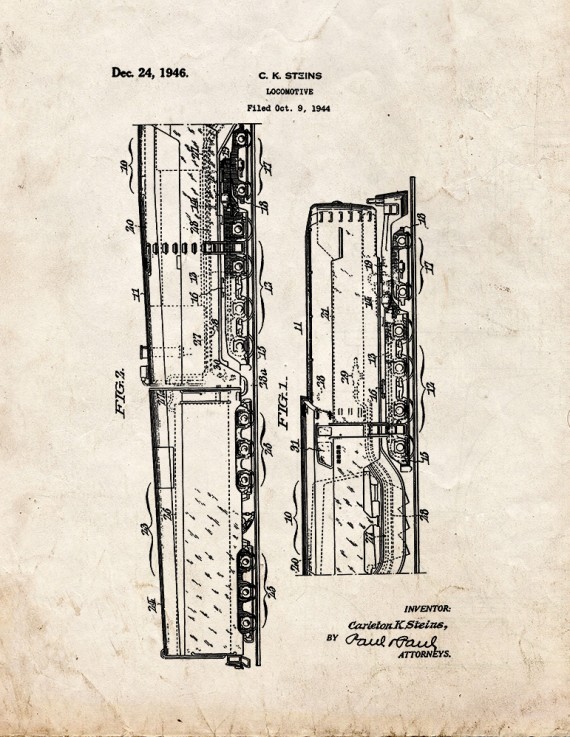 Locomotive Train Patent Print