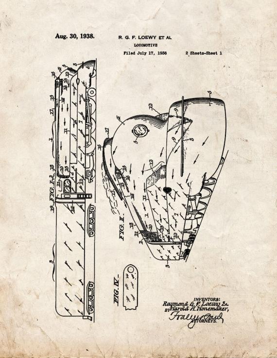 Locomotive Train Patent Print