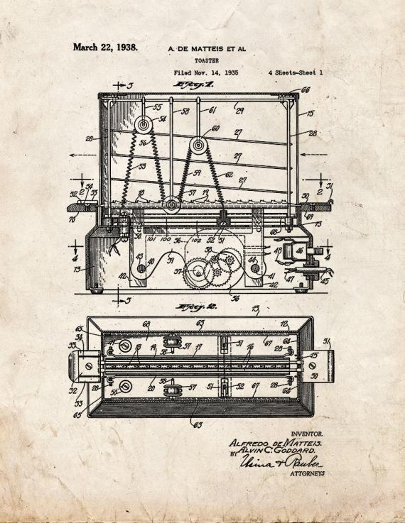 Toaster Patent Print