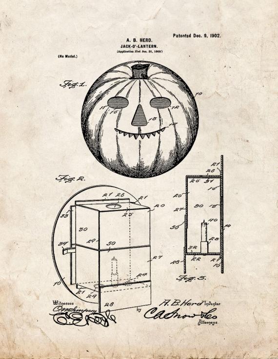 Jack-o'-lantern Patent Print