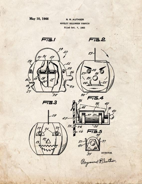 Novelty Halloween Pumpkin Patent Print