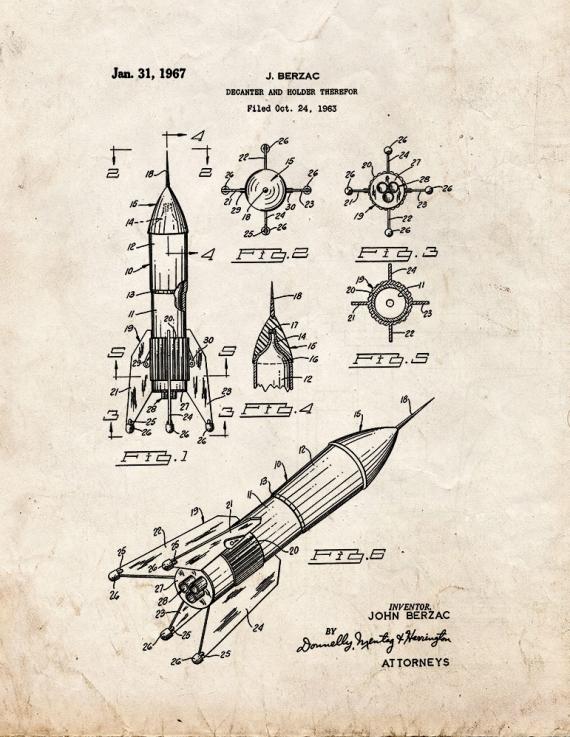 Decanter And Holder Patent Print