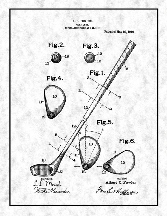 Golf Club Patent Print