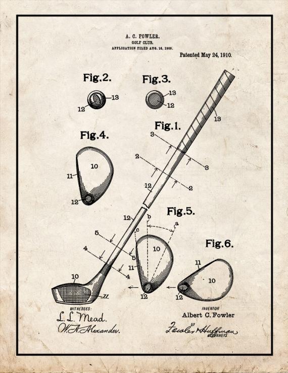 Golf Club Patent Print