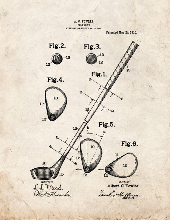 Golf Club Patent Print