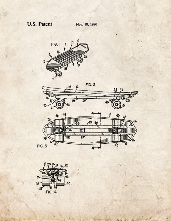 Skateboard Patent Print