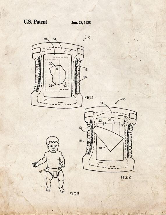 Infant Diaper Garment Patent Print