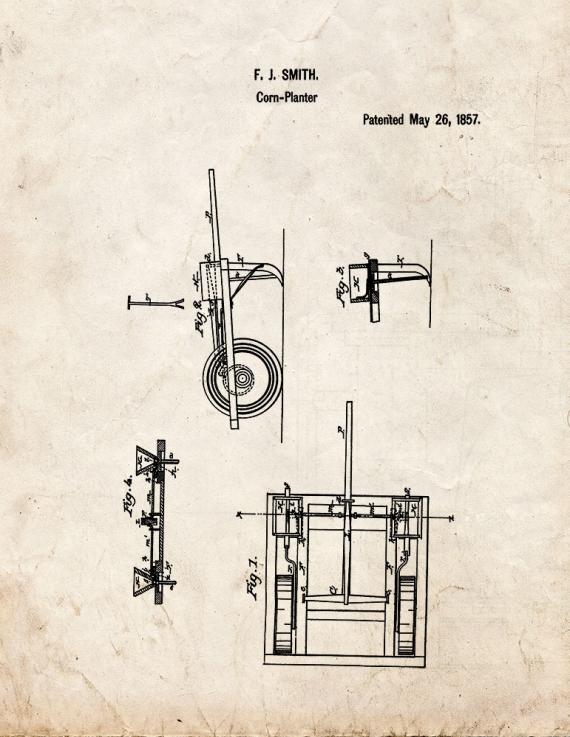 Corn Planter Patent Print