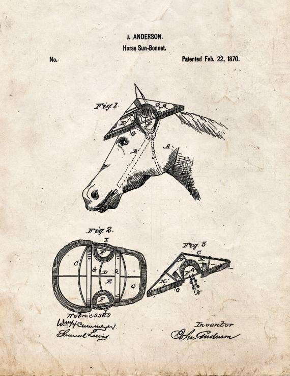 Sun Bonnet For Horses Patent Print