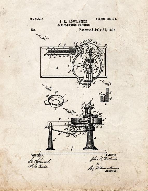 Can Cleaning Machine Patent Print